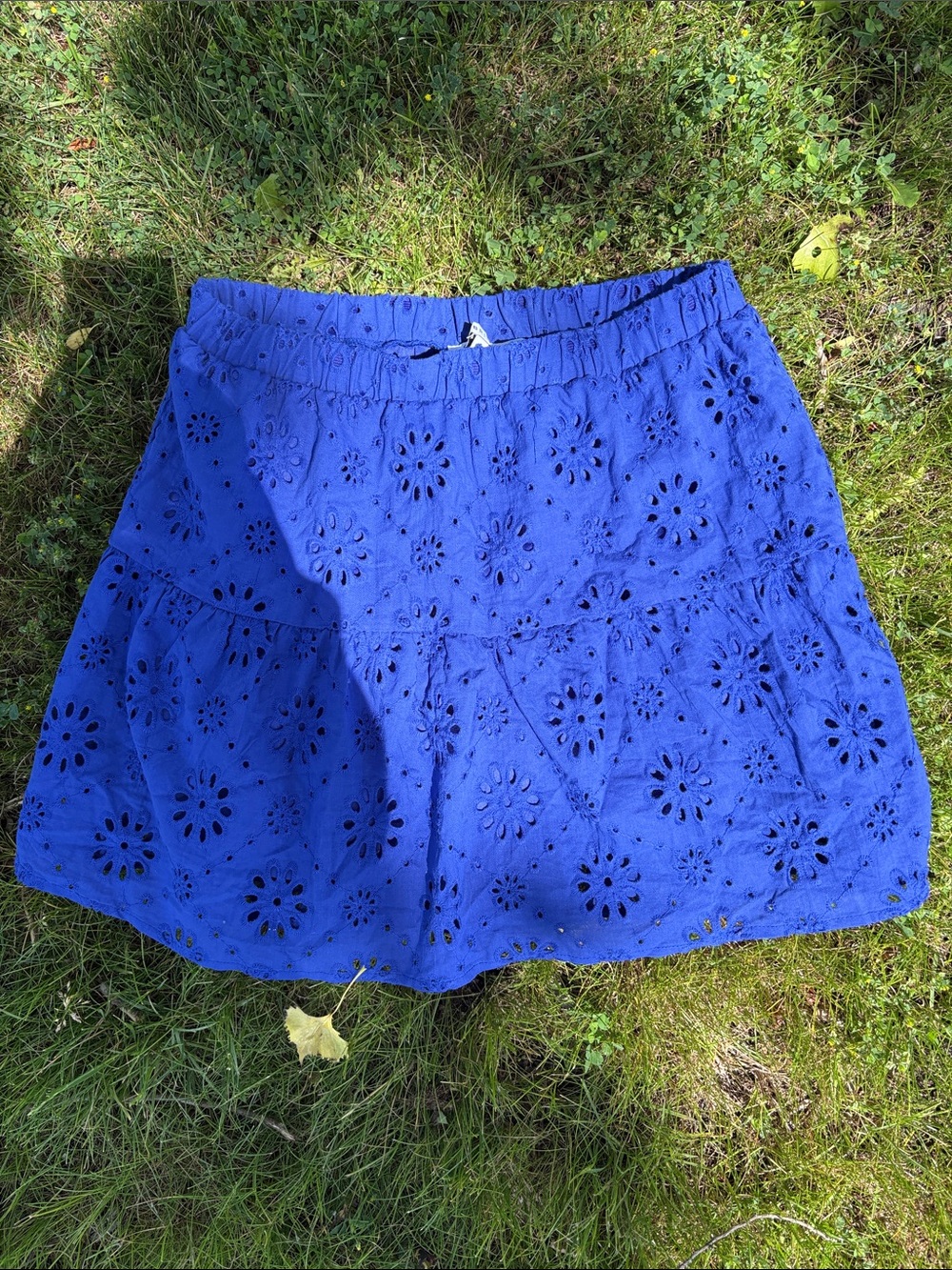 Celebrity Pink Royal Blue Eyelet Mini Skirt